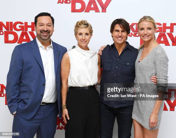 Director James Mangold, Cathy Konrad, Tom Cruise and Cameron Diaz at the UK premier of the film 'Knight and Day' at a cinema in London. PRESS...