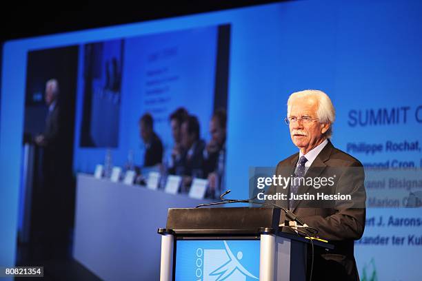 Phillippe Rochat, Executive Director, Air Transport Action Group speaks during the Third Aviation and Environment Summit in, Switzerland on April 22,...