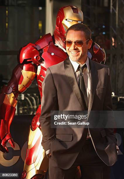 Actor Robert Downey Jr. Attends the premiere of the movie "Iron Man" at the Cinemaxx on April 22, 2008 in Berlin, Germany.