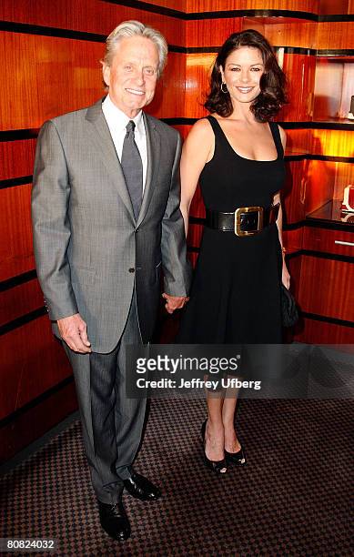 Actor Michael Douglas and Actress Catherine Zeta-Jones pose for an image at the celebration for Neil Simon receiving the O'Neill Theater Cetner's...