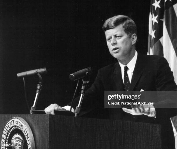 President John F. Kennedy speaks at a press conference September 13, 1962.