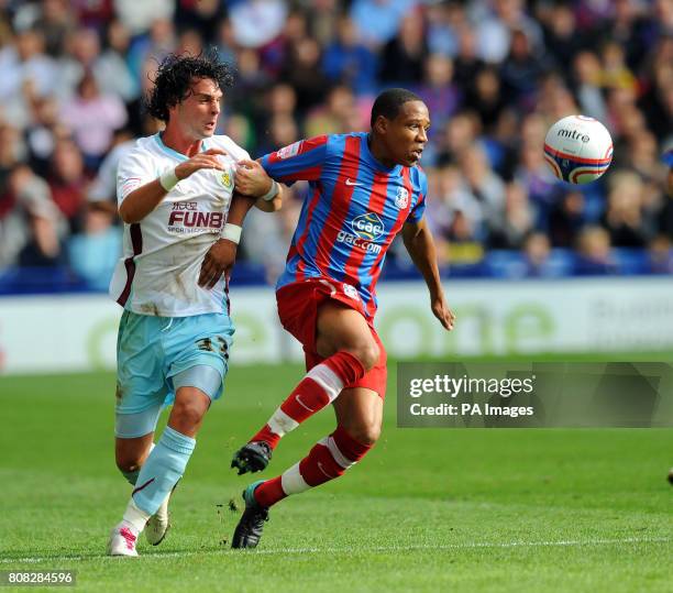 Crystal Palace's Nathaniel Clyne and Burnley's Chris Eagles during the npower Football League Championship match at Selhurst Park, London.