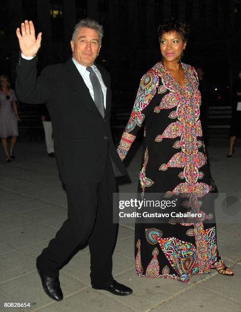 Co-founder of Tribeca Film Festival Robert De Niro and wife Grace Hightower arrive at the Vanity Fair party for the 2008 Tribeca Film Festival held...