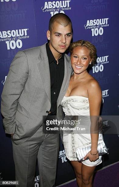 Personality Robert Kardashian and singer Adrienne Bailon arrive at the "2008: Glow In The Dark" Tour official afterparty hosted by Absolut 100 held...