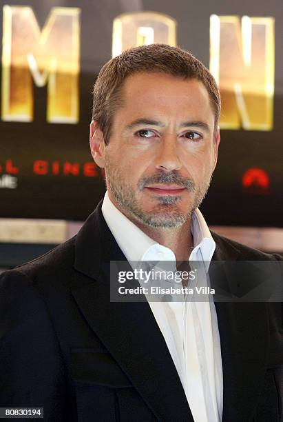 Actor Robert Downey Jr. Attends the 'Iron Man' photocall at Hassler Hotel on April 23, 2008 in Rome, Italy.