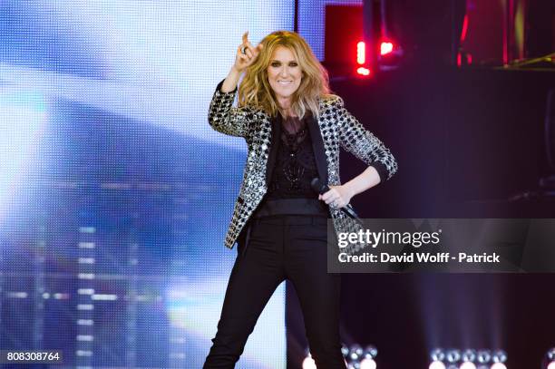 Celine Dion performs at AccorHotels Arena on July 4, 2017 in Paris, France.