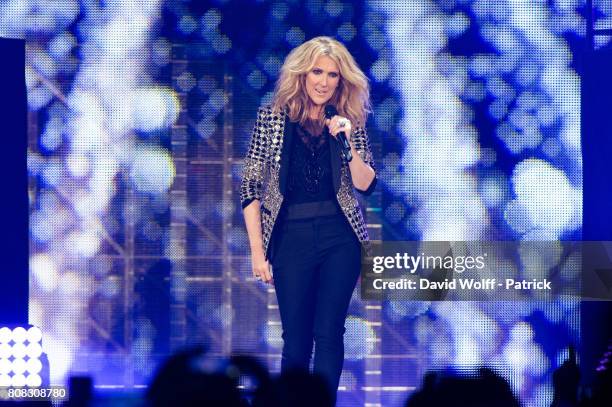 Celine Dion performs at AccorHotels Arena on July 4, 2017 in Paris, France.