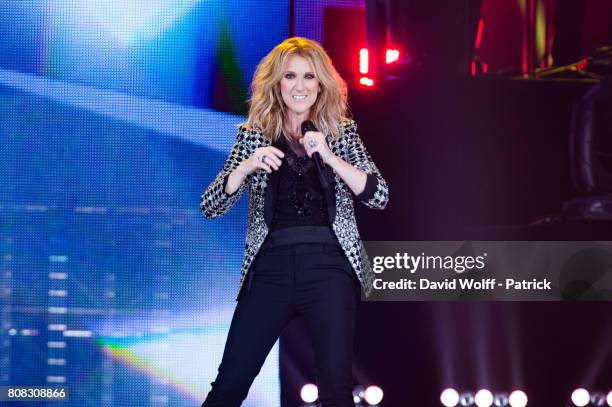 Celine Dion performs at AccorHotels Arena on July 4, 2017 in Paris, France.