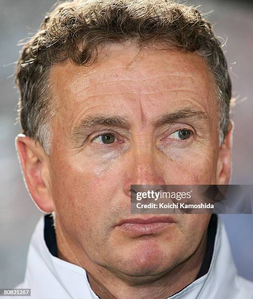 Melbourne Victory coach Ernie Merrick looks on during the AFC Champions League Group G match between Gamba Osaka and Melbourne Victory at Expo '70...