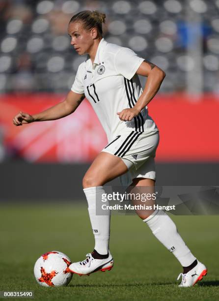 Isabel Kerschowski of Germany controls the ball during the Women's International Friendly match between Germany and Brazil at BWT-Stadion am...