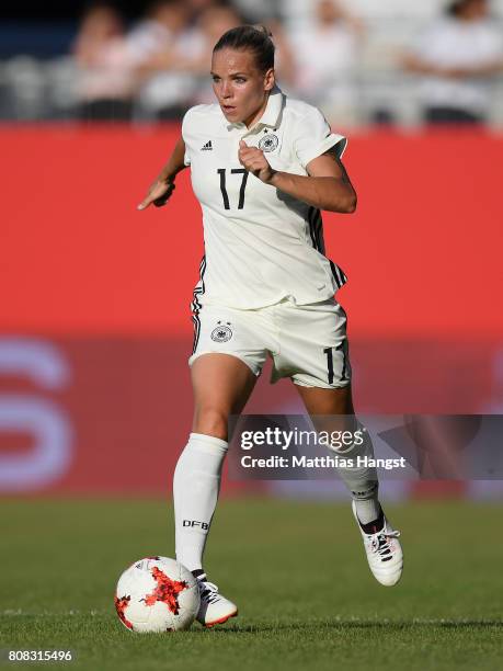 Isabel Kerschowski of Germany controls the ball during the Women's International Friendly match between Germany and Brazil at BWT-Stadion am...