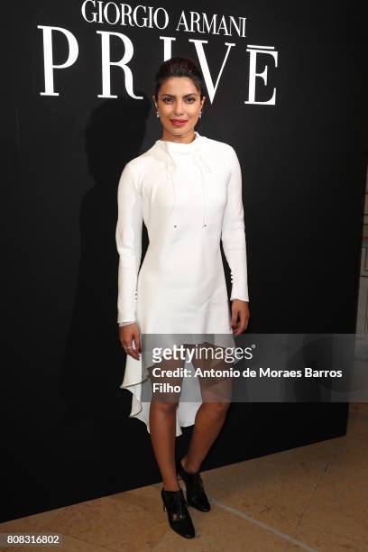 Priyanka Chopra attends the Giorgio Armani Prive Haute Couture Fall/Winter 2017-2018 show as part of Haute Couture Paris Fashion Week on July 4, 2017...