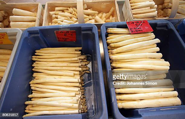 Fresh asparagus is displayed after the harvest in the farmer's shop on April 23, 2008 in Inchenhofen, Germany. Every German eats an average of more...