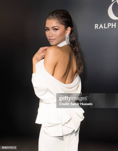 Zendaya attends the Ralph & Russo Haute Couture Fall/Winter 2017-2018 show as part of Haute Couture Paris Fashion Week on July 3, 2017 in Paris,...