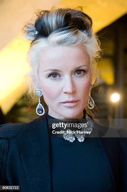 Daphne Guinness attends the launch exhibition "Skin and Bones" for the new Embankment Galleries at the Somerset House on April 22, 2008 in London,...
