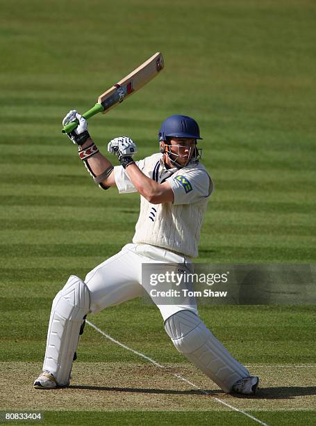 Billy Godleman of Midlesex hits out during the LV County Championship match between Middlesex and Glamorgan at Lords Cricket Ground on April 23, 2008...