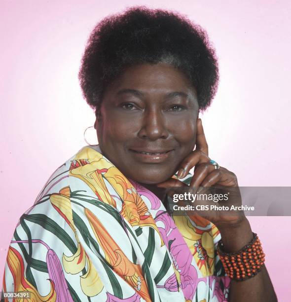 Promotional portrait of American actress Esther Rolle in costume as Florida Evans to promote the television show 'Good Times,' Los Angeles,...