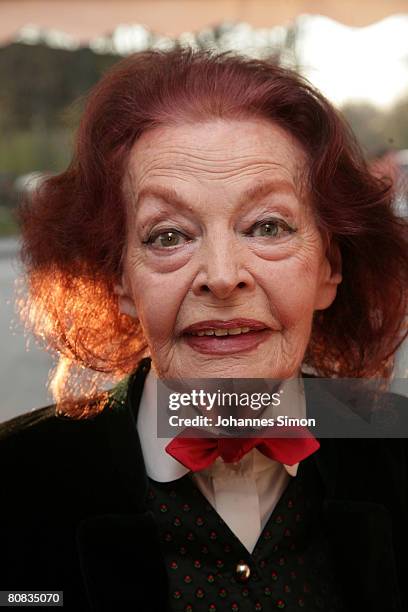 German actress Margot Hielscher arrives for the telecast "Congratulations Karlheinz Boehm - A Life For Africa" at Bavaria Film television studios on...