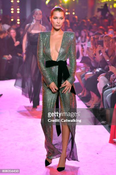 Model walks the runway at the Alexandre Vauthier Autumn Winter 2017 fashion show during Paris Haute Couture Fashion Week on July 4, 2017 in Paris,...