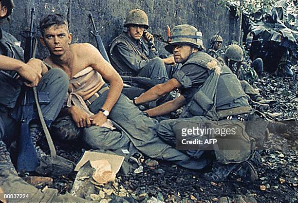 Howe treats the wounds of Private First Class D.A. Crum, "H" Company, 2nd Battalion, Fifth Marine Regiment, During Operation Hue City in Vietnam 06...