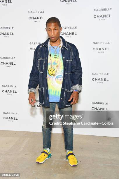 Pharrell Williams attends the launch party for Chanel's new perfume "Gabrielle" as part of Paris Fashion Week on July 4, 2017 in Paris, France.