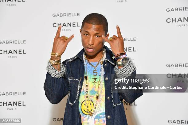 Pharrell Williams attends the launch party for Chanel's new perfume "Gabrielle" as part of Paris Fashion Week on July 4, 2017 in Paris, France.