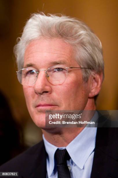 Actor and activist Richard Gere, Chairman of the Board for the International Campaign for Tibet, attends a hearing on Capitol Hill on April 23, 2008...