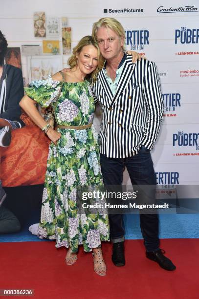 Actress Monika Gruber and Detlev Buck during the ''Das Pubertier'' premiere at Mathaeser Filmpalast on July 4, 2017 in Munich, Germany.