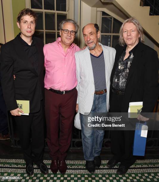 Daniel Kehlmann, Laurence Boswell, F Murray Abrahham and Christopher Hampton attends the press night after party for "The Mentor" at Browns, Covent...