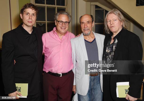 Daniel Kehlmann, Laurence Boswell, F Murray Abrahham and Christopher Hampton attends the press night after party for "The Mentor" at Browns, Covent...