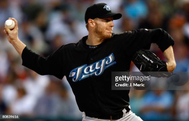 Starting pitcher Roy Halladay of the Toronto Blue Jays pitches against the Tampa Bay Rays during the game on April 23, 2008 at Champions Stadium in...