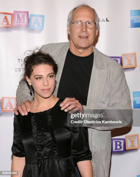Actor Chevy Chase and daughter Caley Leigh arrive to the "Baby Mama" premiere at the Ziegfeld Theatre, during the 2008 Tribeca Film Festival on April...