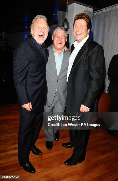 Colm Wilkinson, Cameron Mackintosh and Michael Ball at the after party of the Les Miserables - Anniversary performance at the O2 in London.