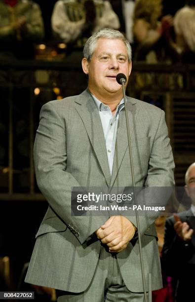 Cameron Mackintosh during the curtain call of the Les Miserables - Anniversary performance at the O2 in London.
