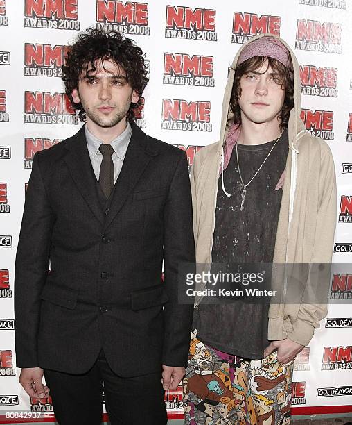 Musicians Andrew Vanwyngarden and Ben Goldwasser, MGMT, arrive at the 1st Annual U.S. NME Awards at the El Rey Theater on April 23, 2008 in Los...