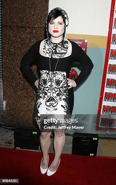 Personality Kelly Osbourne arrives to the NME Awards USA at the El Rey Theatre on April 23, 2008 in Los Angeles, California.