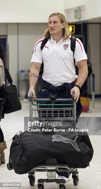 England's Eorl Crabtree at Terminal 1 at Manchester Airport, Manchester.