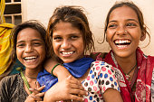 Group of happy gypsy indian children (Family)