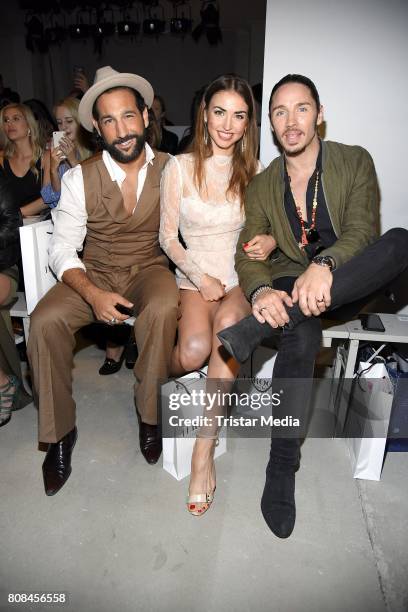 Massimo Sinato, Ekaterina Leonova and Gil Ofarim attend the Ewa Herzog show during the Mercedes-Benz Fashion Week Berlin Spring/Summer 2018 at...