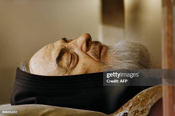 The body of Padre Pio is on display for the veneration of the faithful in a part-glass coffin in the crypt of the old Church of St. Mary of Grace at...