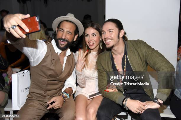 Massimo Sinato, Ekaterina Leonova and Gil Ofarim attend the Ewa Herzog show during the Mercedes-Benz Fashion Week Berlin Spring/Summer 2018 at...