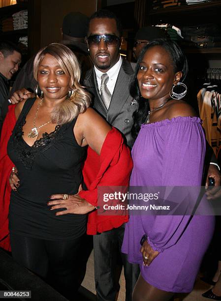 Janice Combs, Sean "Diddy" Combs and Keisha Combs attends Sean John Womens Line Launch Party - Inside on October 19, 2007 in New York City.