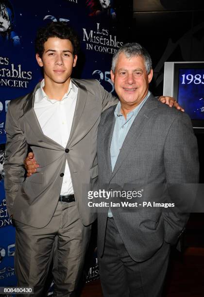 Nick Jonas and Cameron Mackintosh at the after party of the Les Miserables - Anniversary performance at the O2 in London.