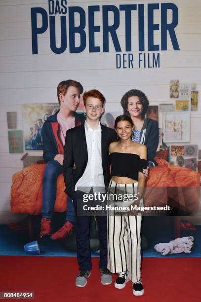 Simon Enge and Harriet Herbig-Matten during the 'Das Pubertier' Premiere at Mathaeser Filmpalast on July 4, 2017 in Munich, Germany.