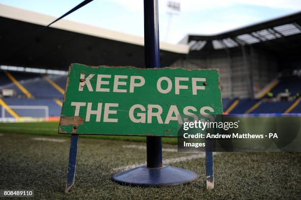 Keep off the grass sign at the Hawthorns