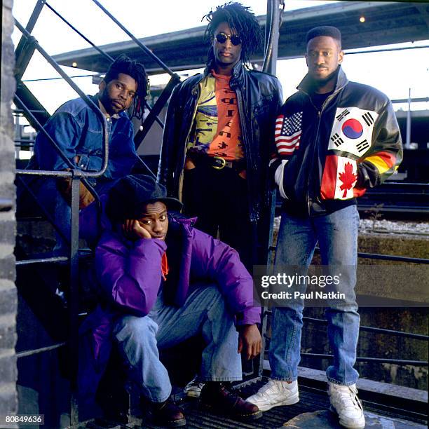 Vernon Reid, Corey Glover, Muzz Skillings and Will Calhoun of Living Colour on 2/8/91 in Chicago, Il.