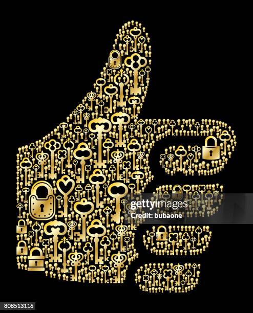 ilustraciones, imágenes clip art, dibujos animados e iconos de stock de pulgar arriba claves de oro antiguas patrón gráfico vectorial - thumbs up icon background