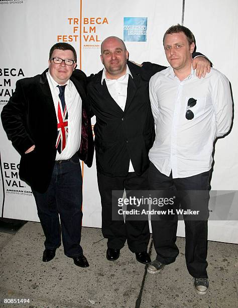 Actor Perry Benson, director Shane Meadows and writer Paul Fraser attend the premiere of "Somers Town" during the 2008 Tribeca Film Festival on April...