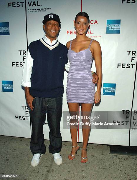 Producer Russell Simmons and model Porschla Coleman arrive at the "Pray the Devil Back to Hell" Premiere during the 7th Annual Tribeca Film Festival...