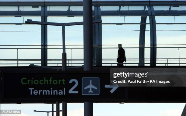 Member of the public walks through Dublin Airport's Terminal 2, after it was officially opened today.